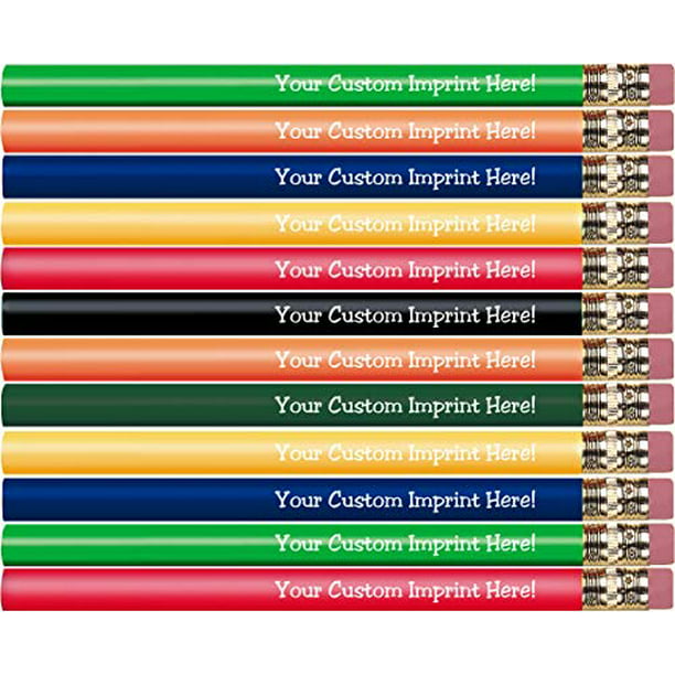 Custom Personalized Set of 5 #2 Pencils Your Text Printed in Full Color Here 